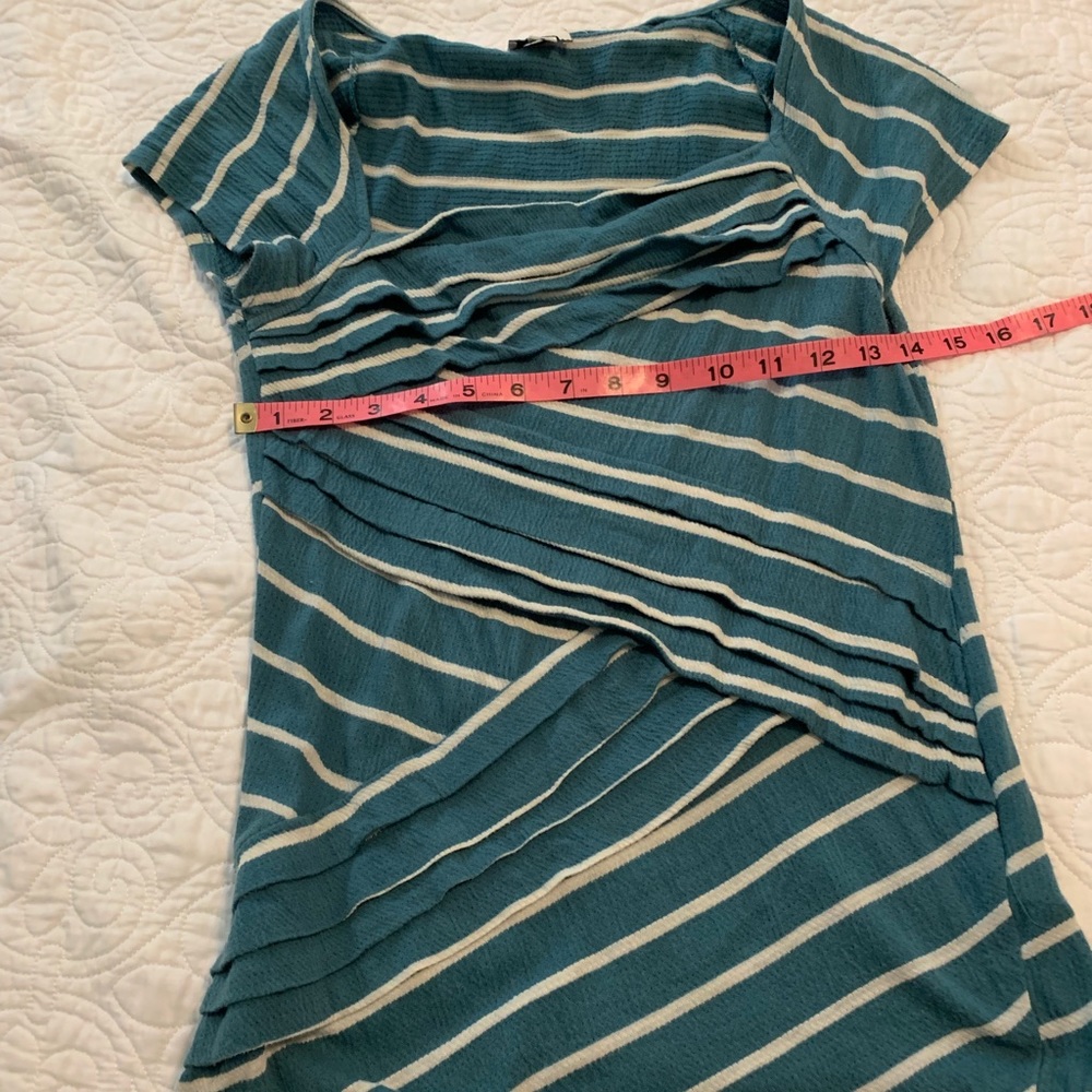 Anthropologie Teal Striped Top